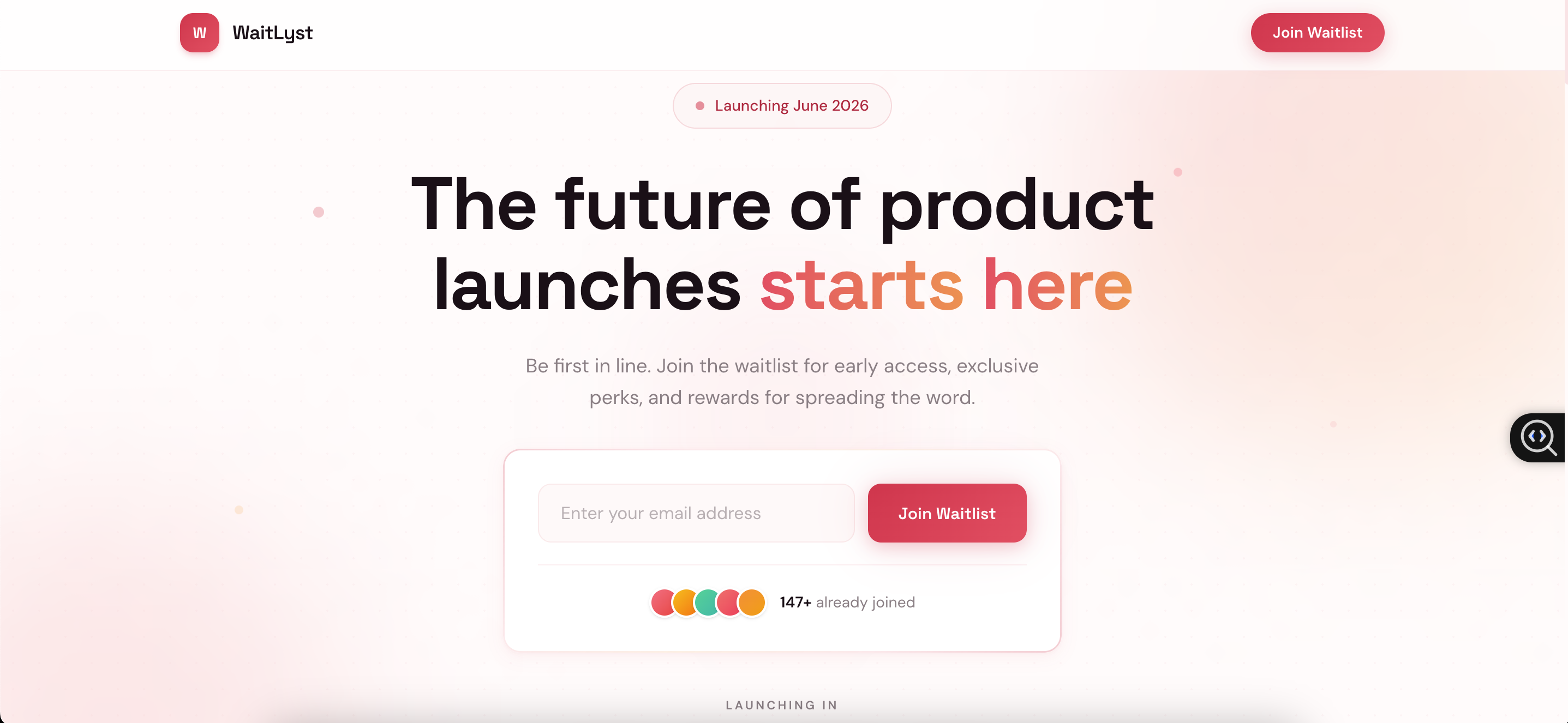 WaitLyst — Waitlist / Coming Soon Page